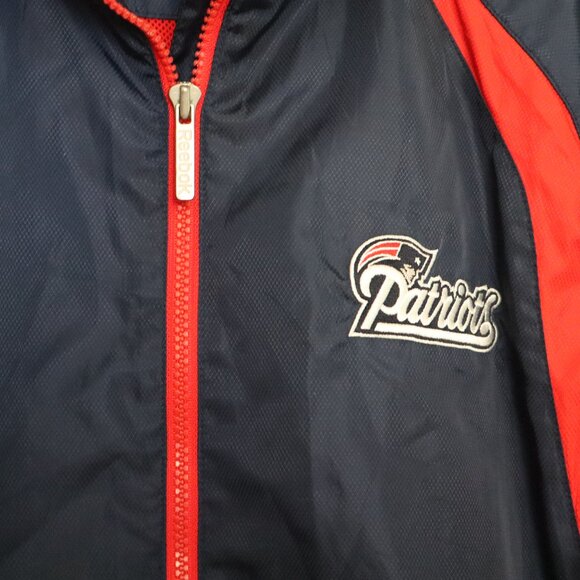 Men's Size M New England Patriots Navy/Red Windbreaker w, Front Zipper  LKN - Picture 2 of 8